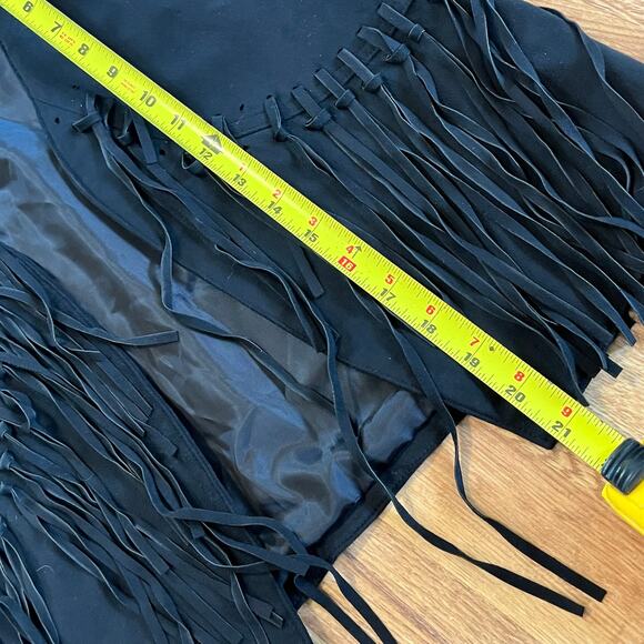 Atmosphere Black Faux Suede Fringe Vest – Boho Western Festival Style, Size 6 - Picture 13 of 13